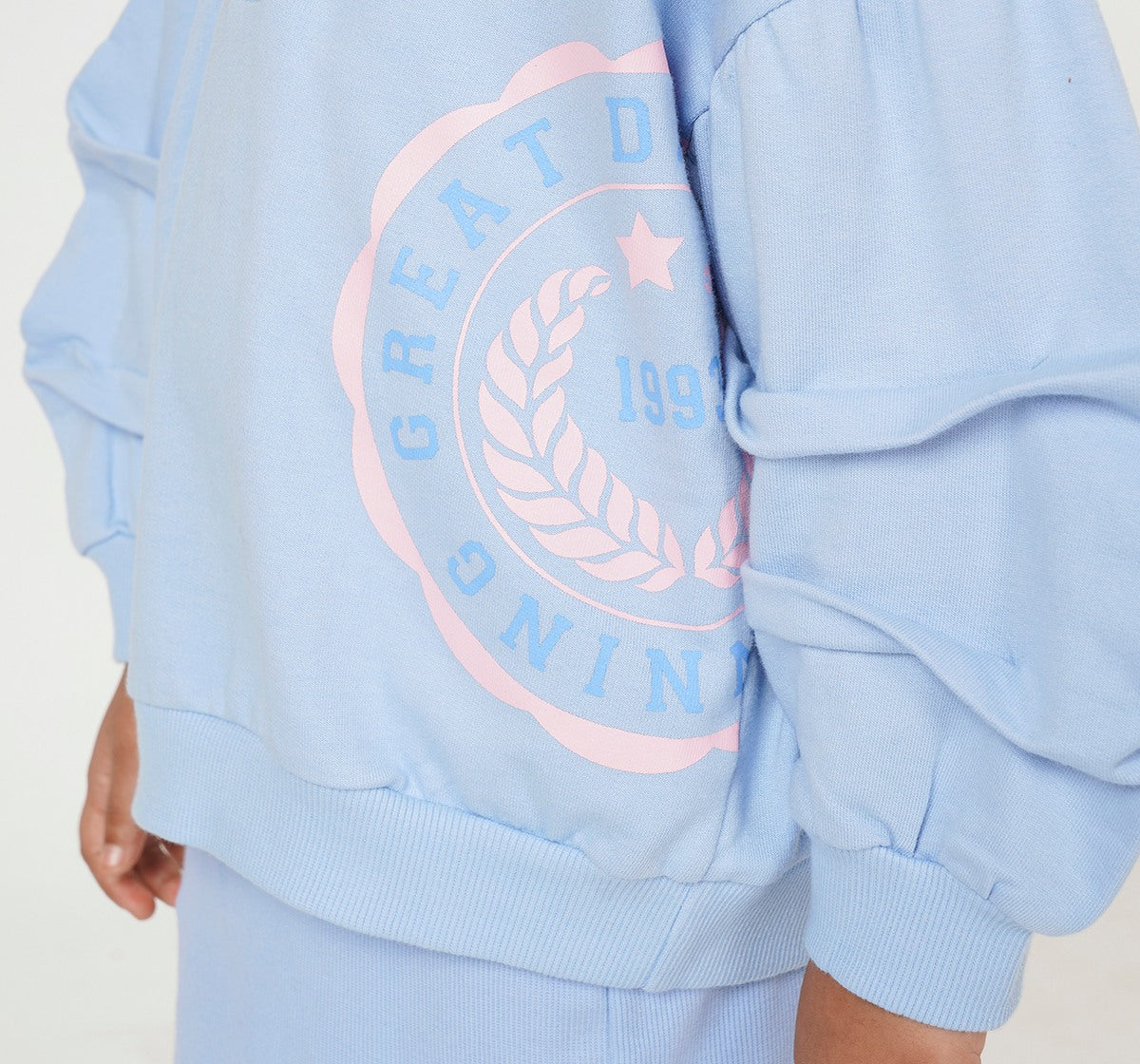 Rib Dress with Hooded Sweatshirt Blue