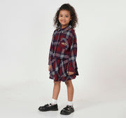 Double Layer Low Wasit Lfannel Dress Burgundy