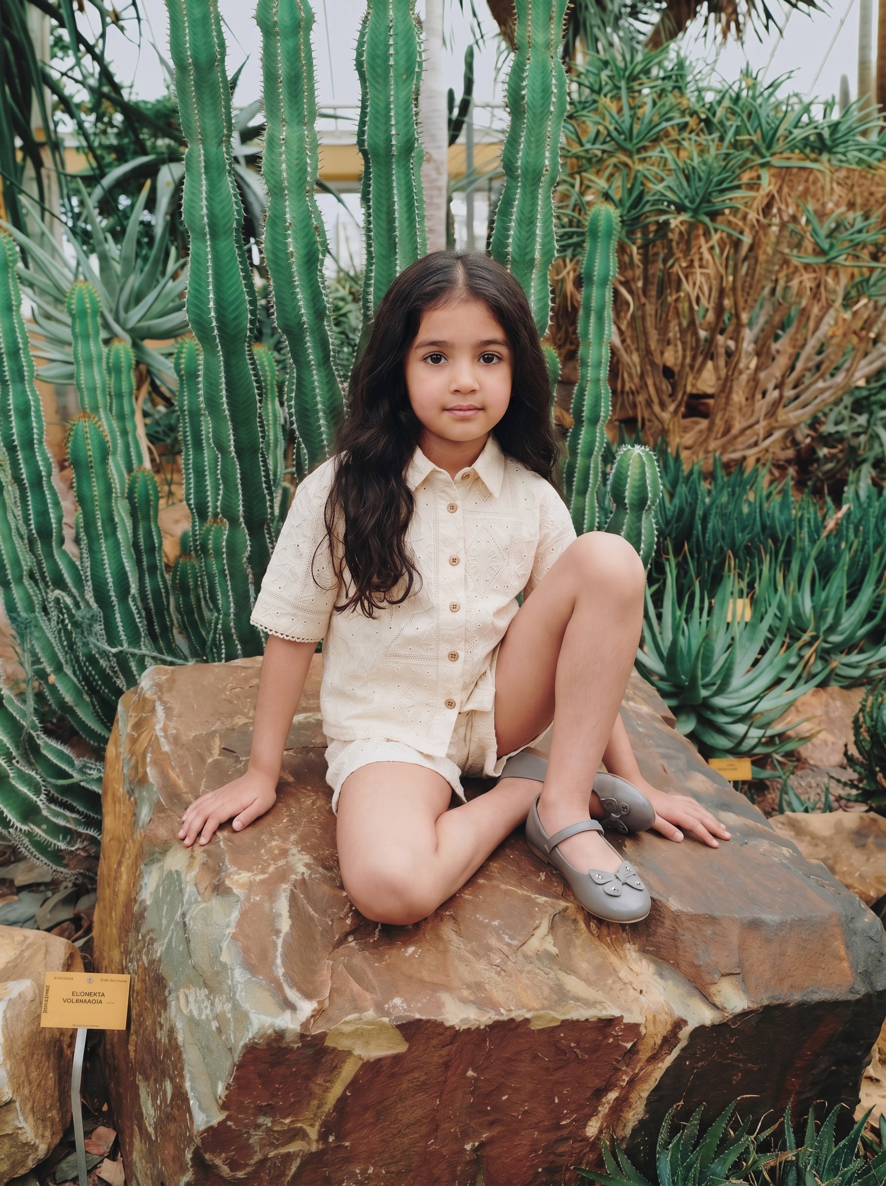Girls Embroidered Woven Short Sleeve Boxy Fit Top