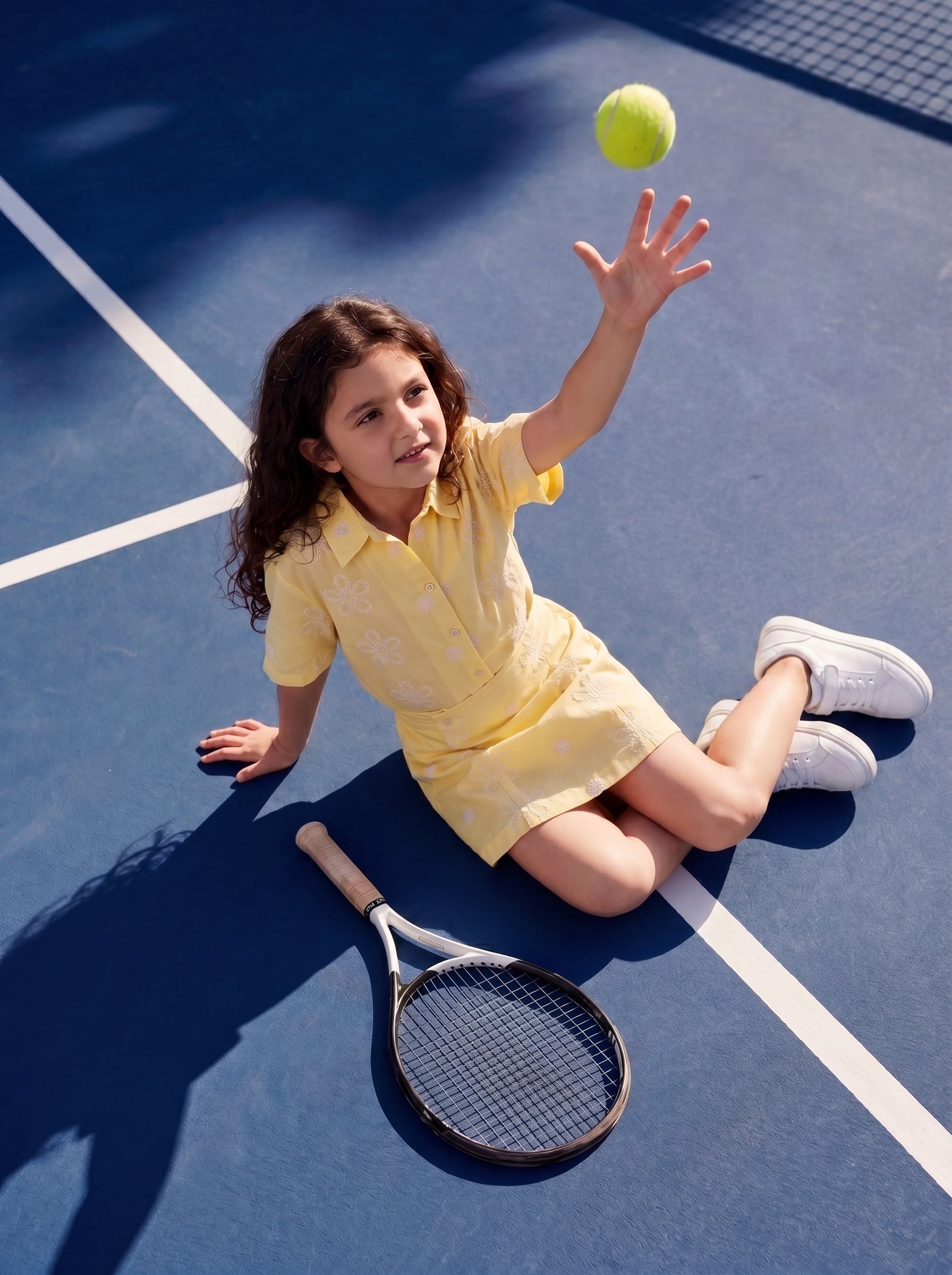 Lemon Meringue Cotton Embroidered Skirt for Girls