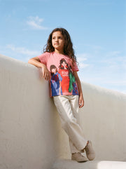 Girls Bubblegum Cotton Longline Graphic Casual T-Shirt