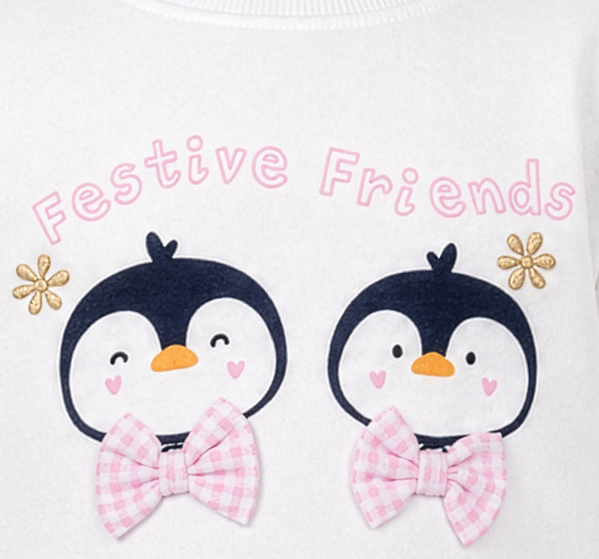 Sweatshirt with Print & Bow Applique Off-White