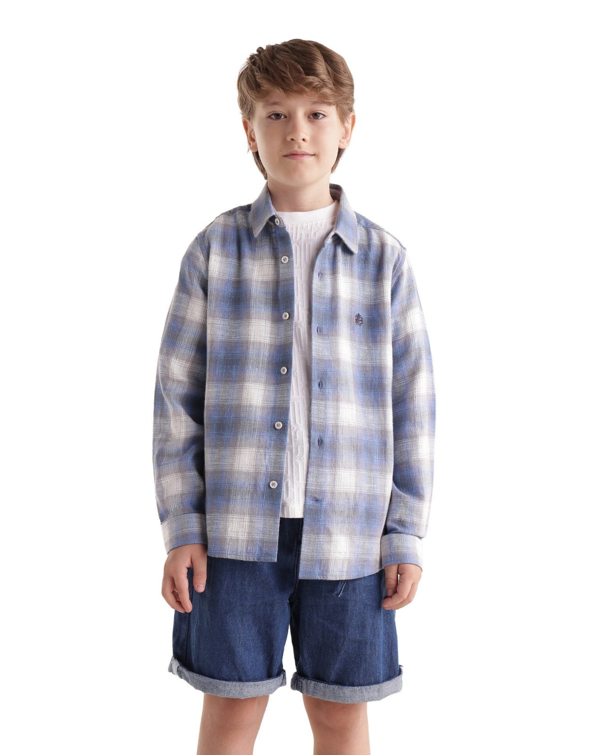 Boys Purple Regular-Fit Full-Sleeve Checked Cotton Casual Shirt