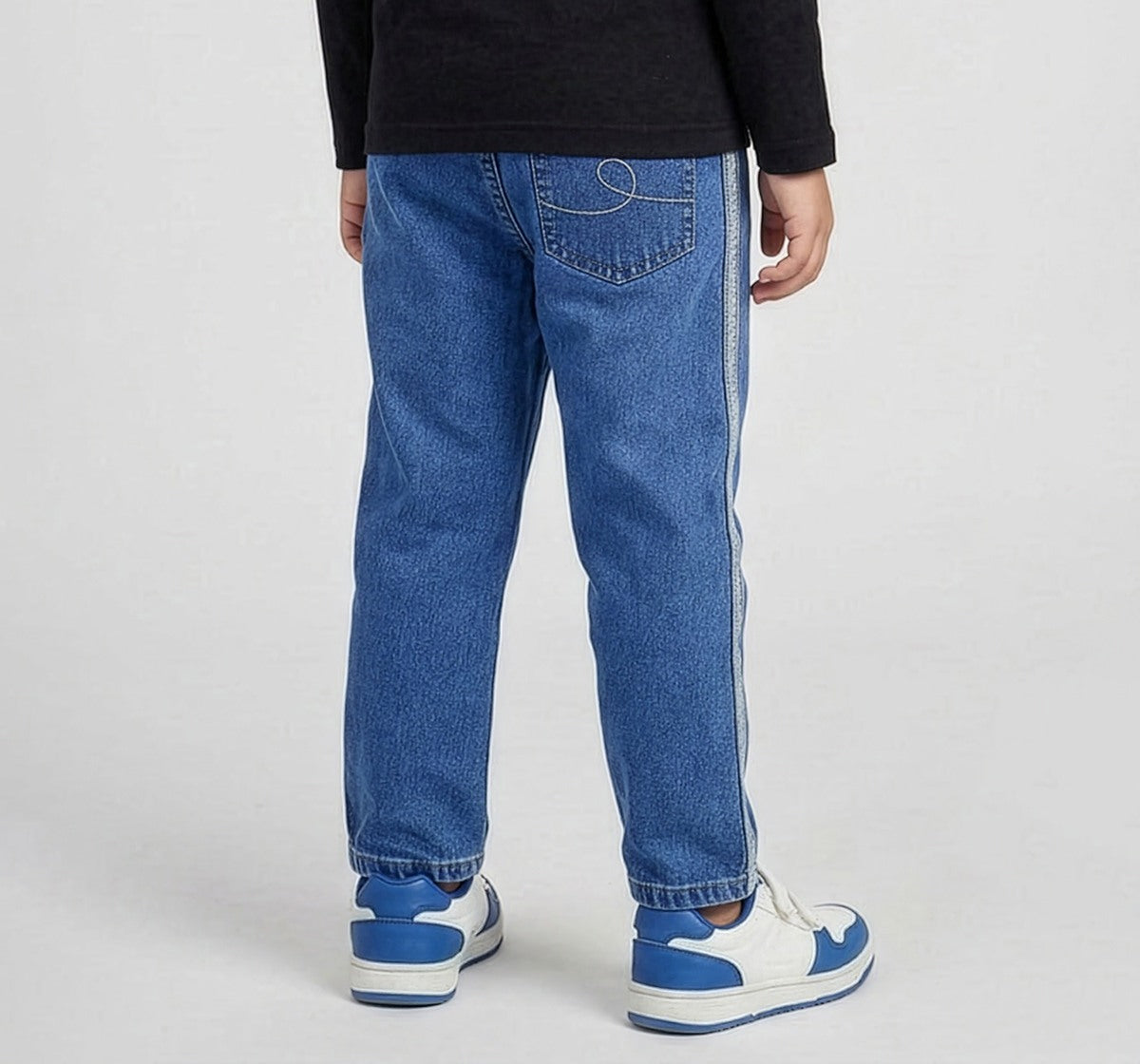 Denim Jogger with Cut and Sew Blue