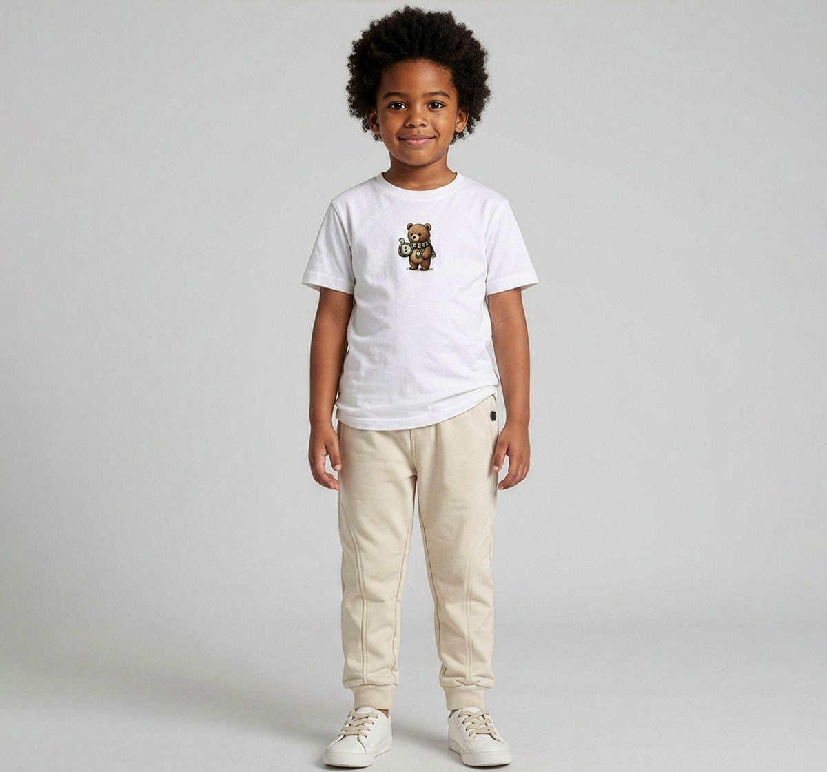 Knit Jogger with Cut and Sew Detail Beige