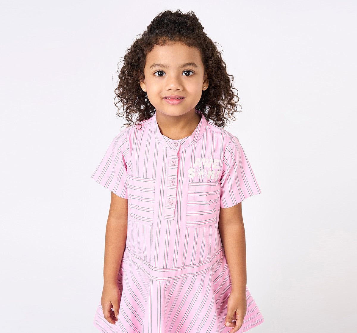 Woven Stripe Dress Pink