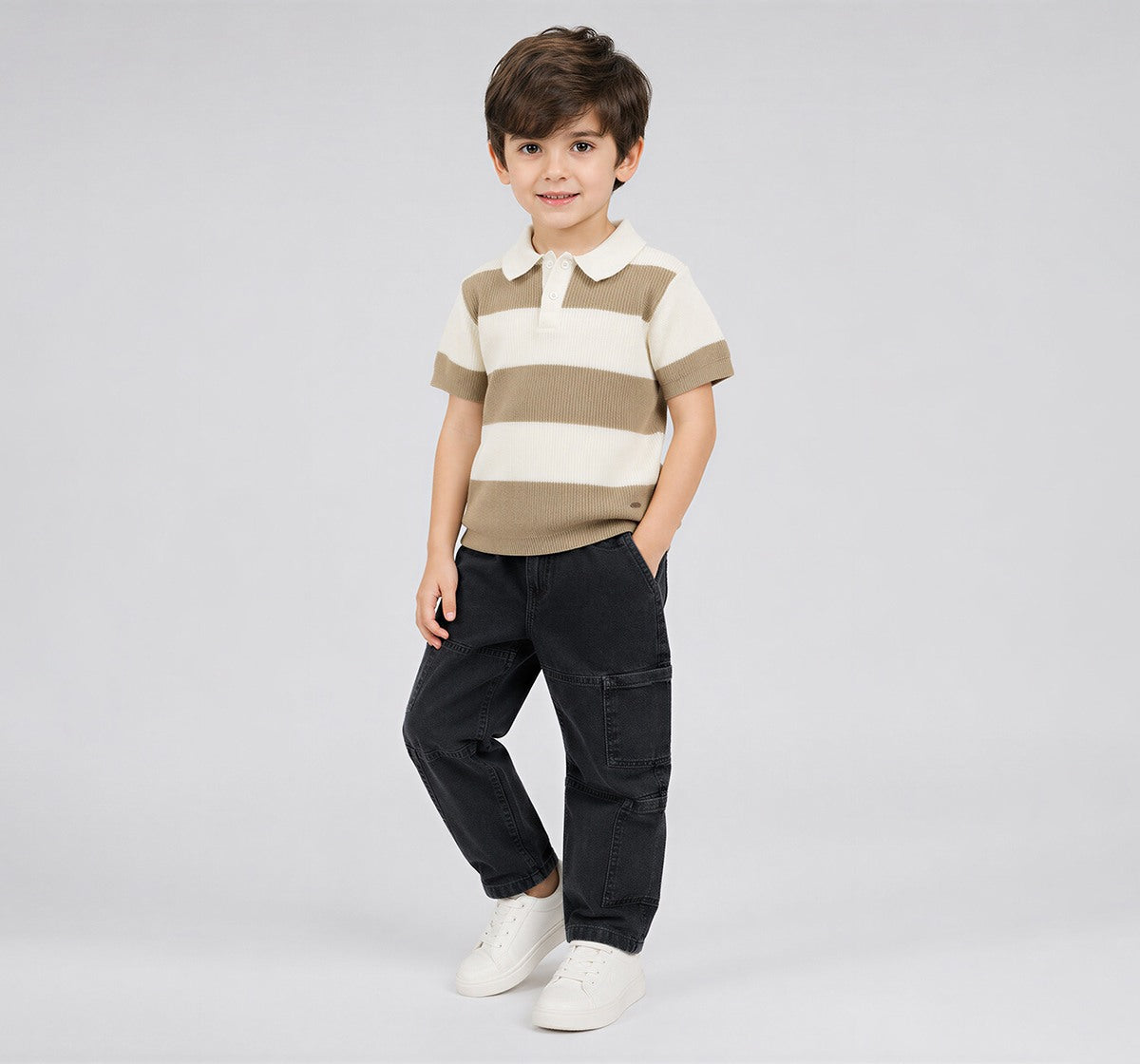 Striper Flatknit T-Shirt with Collar Yellow Half