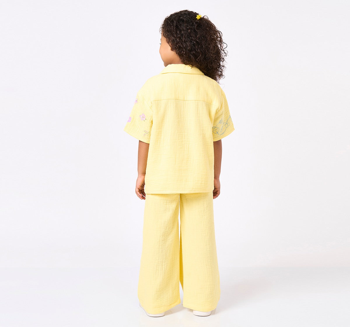 Shirt& Pant Set with Embroidery Details Yellow