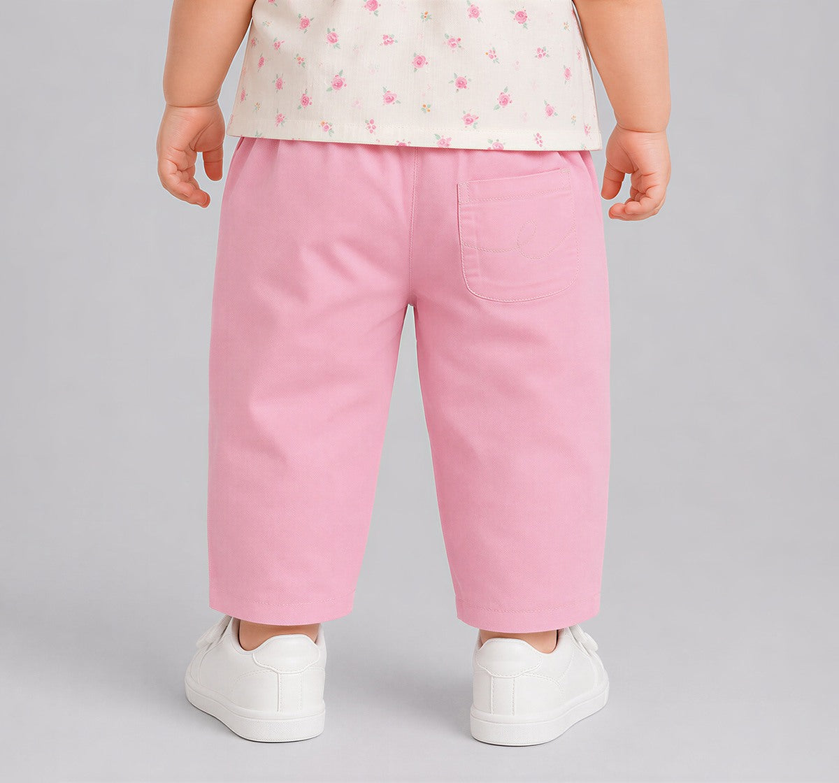 Barrel Fit Pant with Embroidery Cream