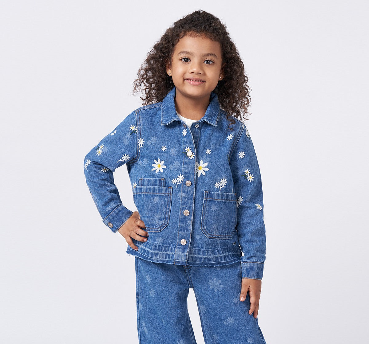 Regular Length Laser Print Emb Shacket Blue