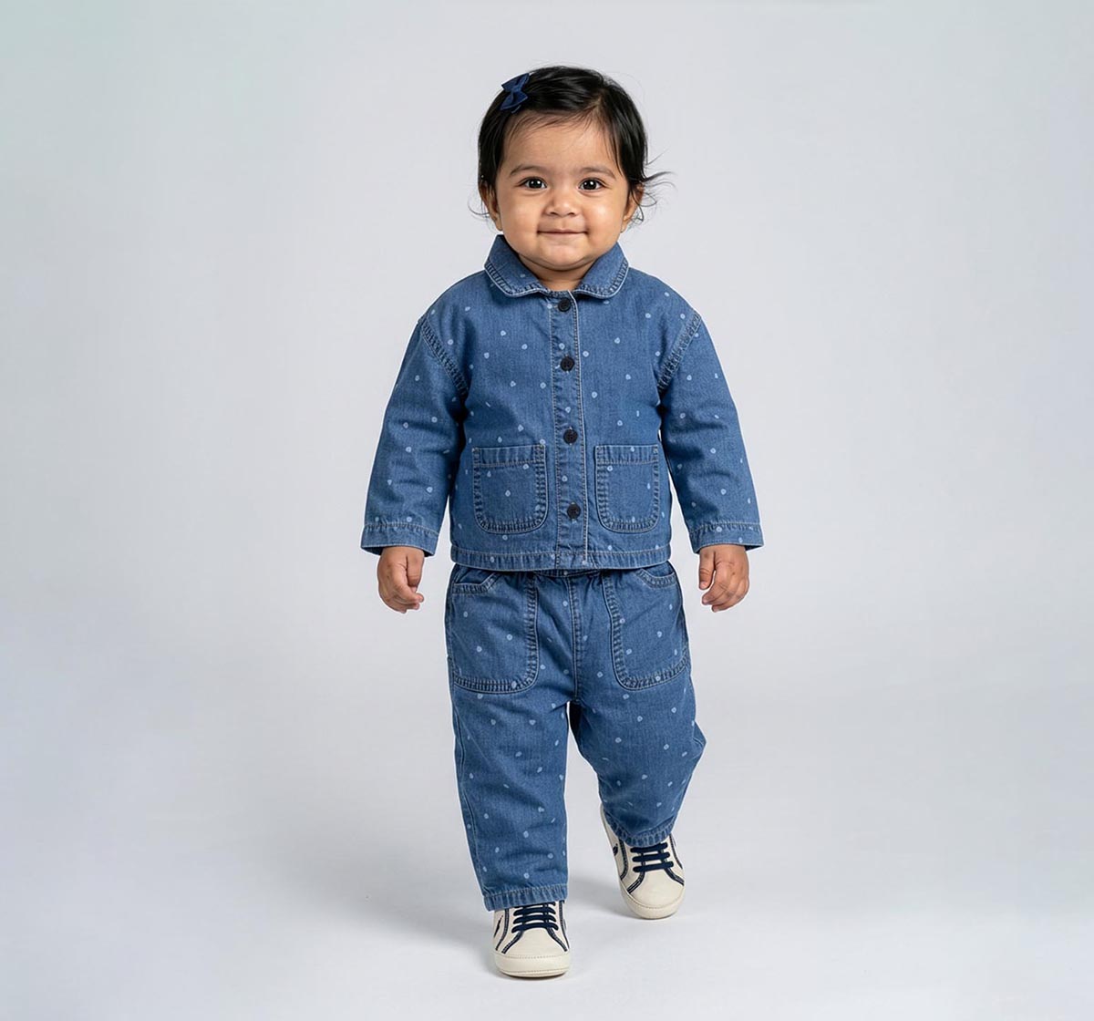 Printed Shacket & Denim Set Blue