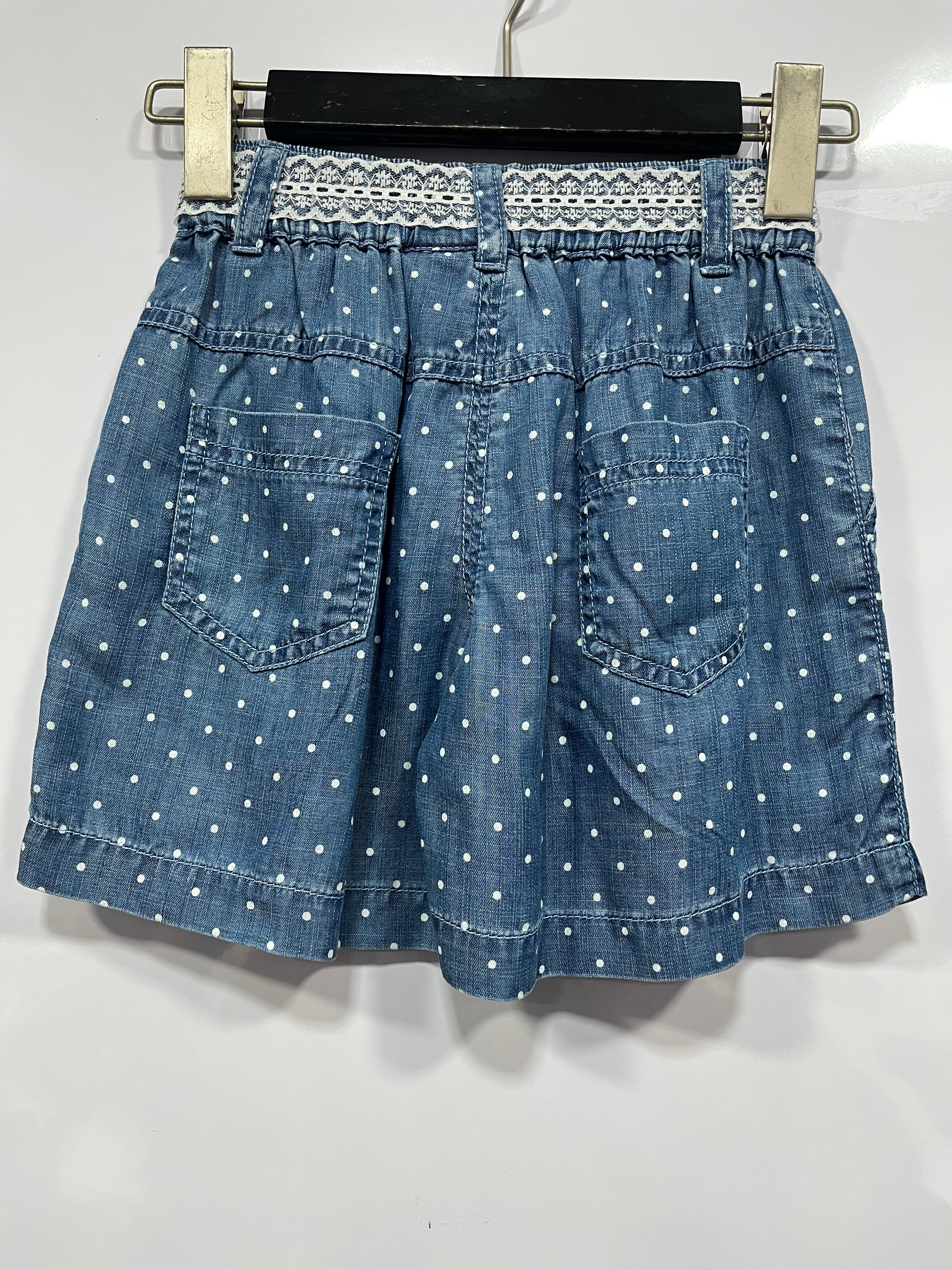Girls Light Blue Polka Dot Printed Cotton Shorts