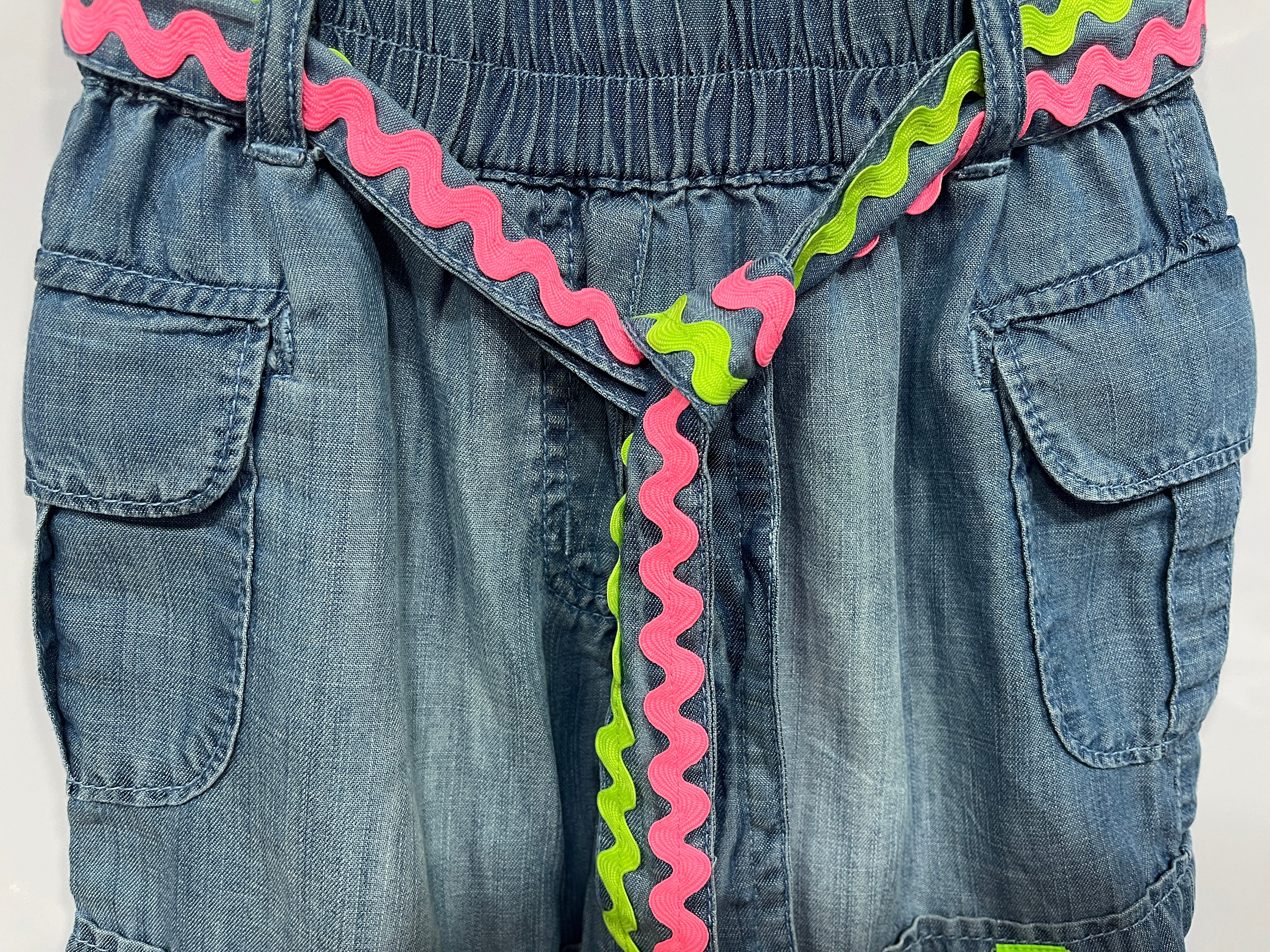 Girls Light Blue Neon Lace Detail Cotton Shorts