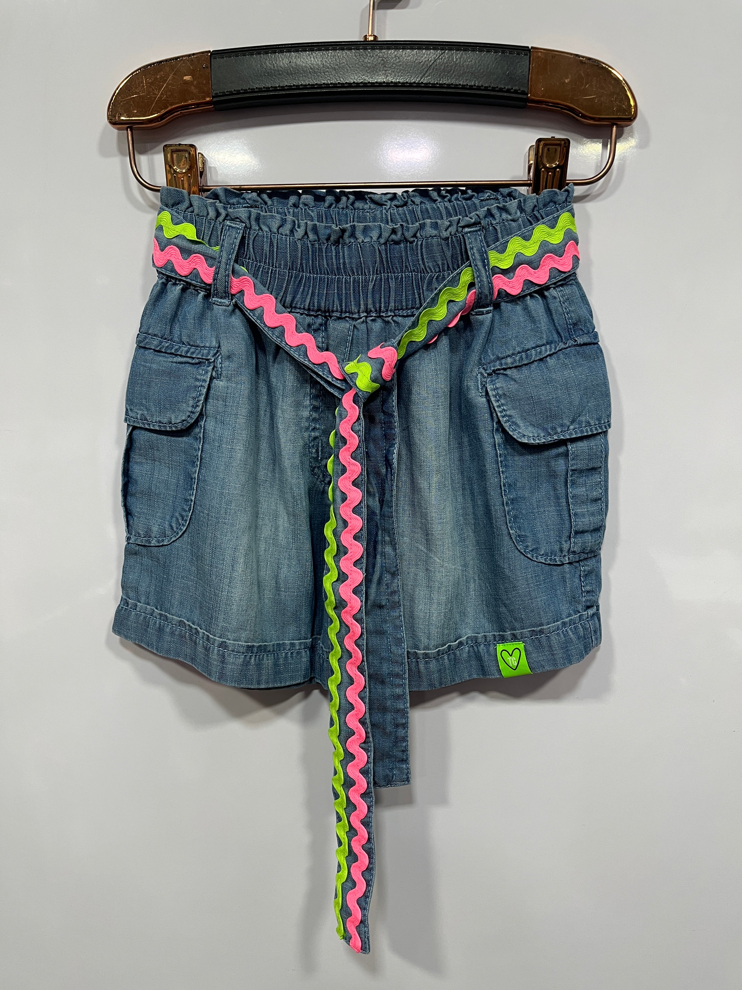 Girls Light Blue Neon Lace Detail Cotton Shorts