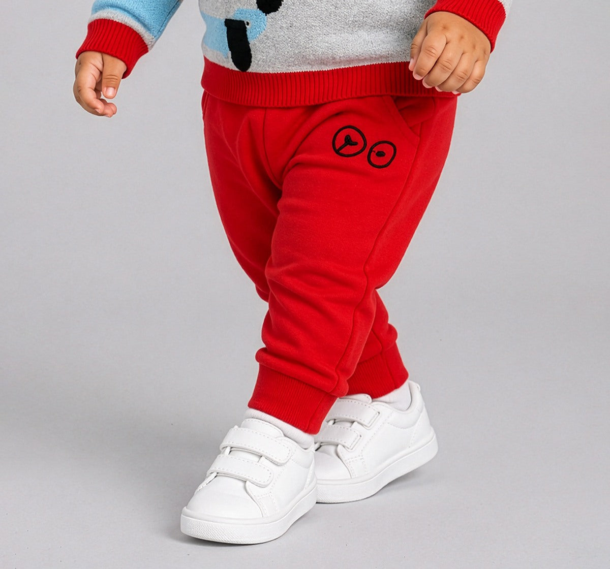 Knit Joggers with Pocket Detail Red
