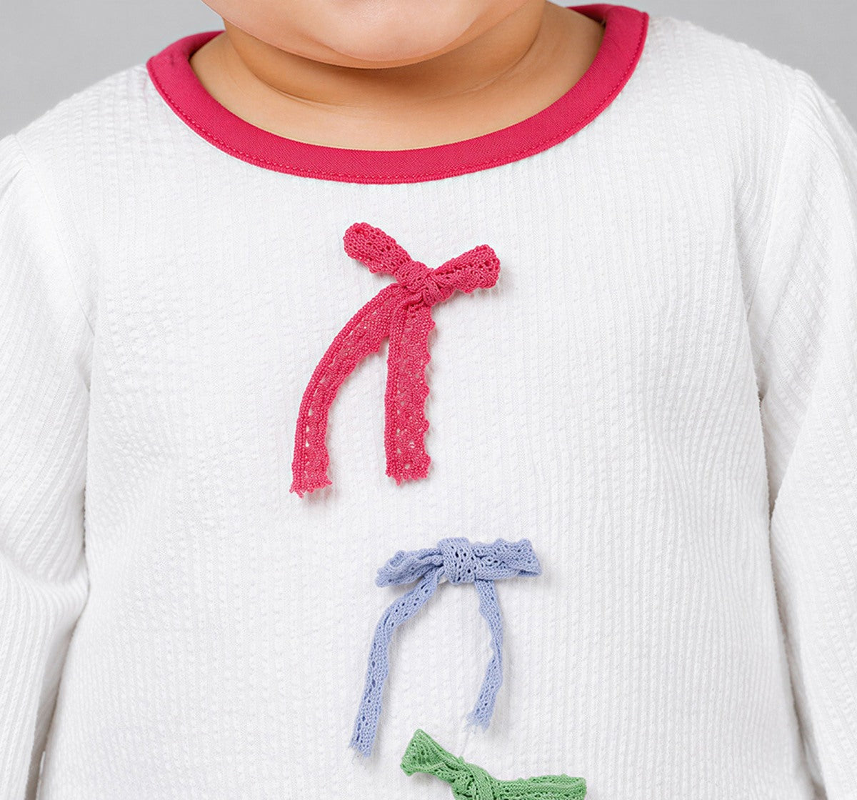 Peplum Top with Multicolor Bows Off-White