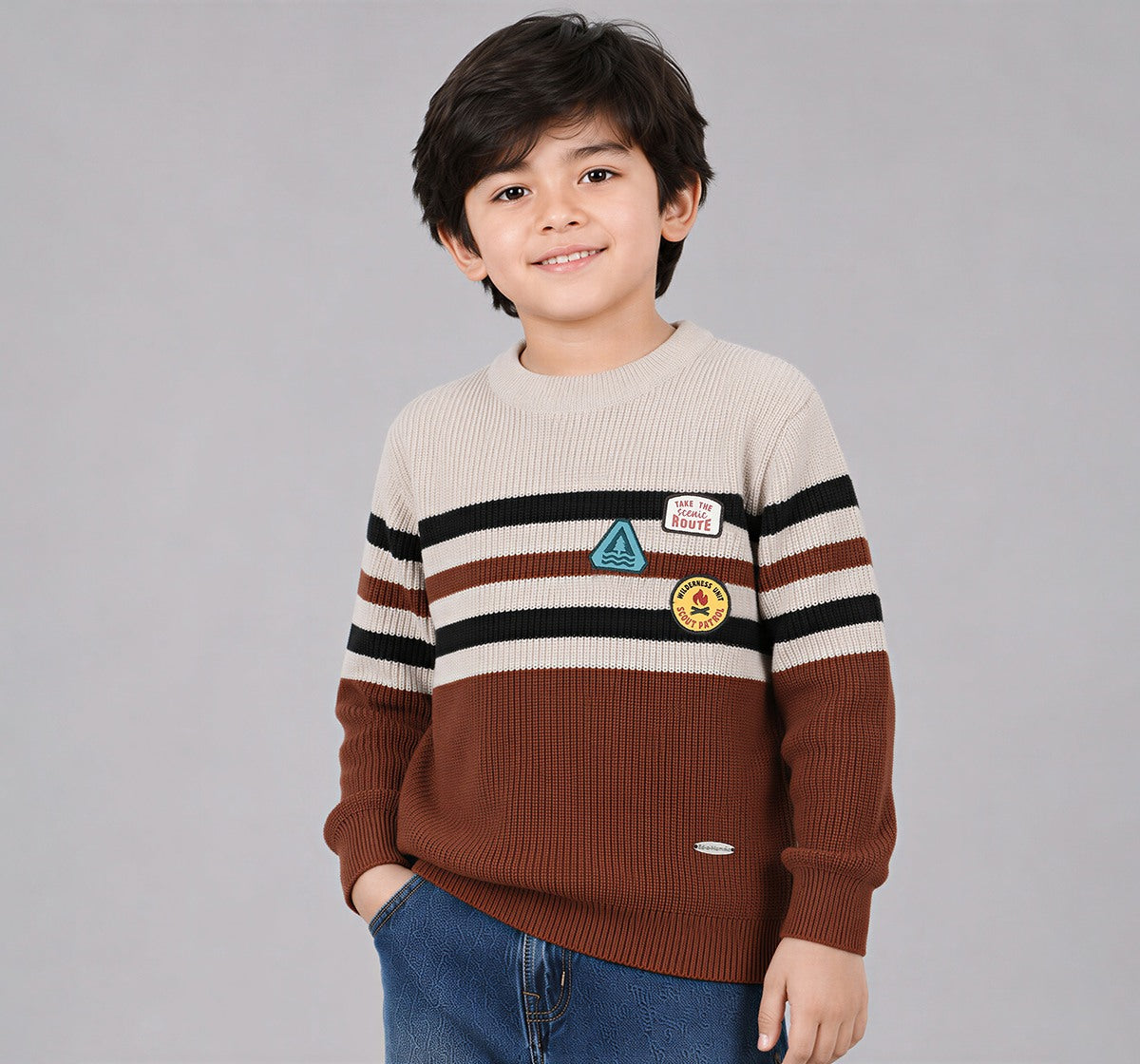 Flat Knit Sweater Brown