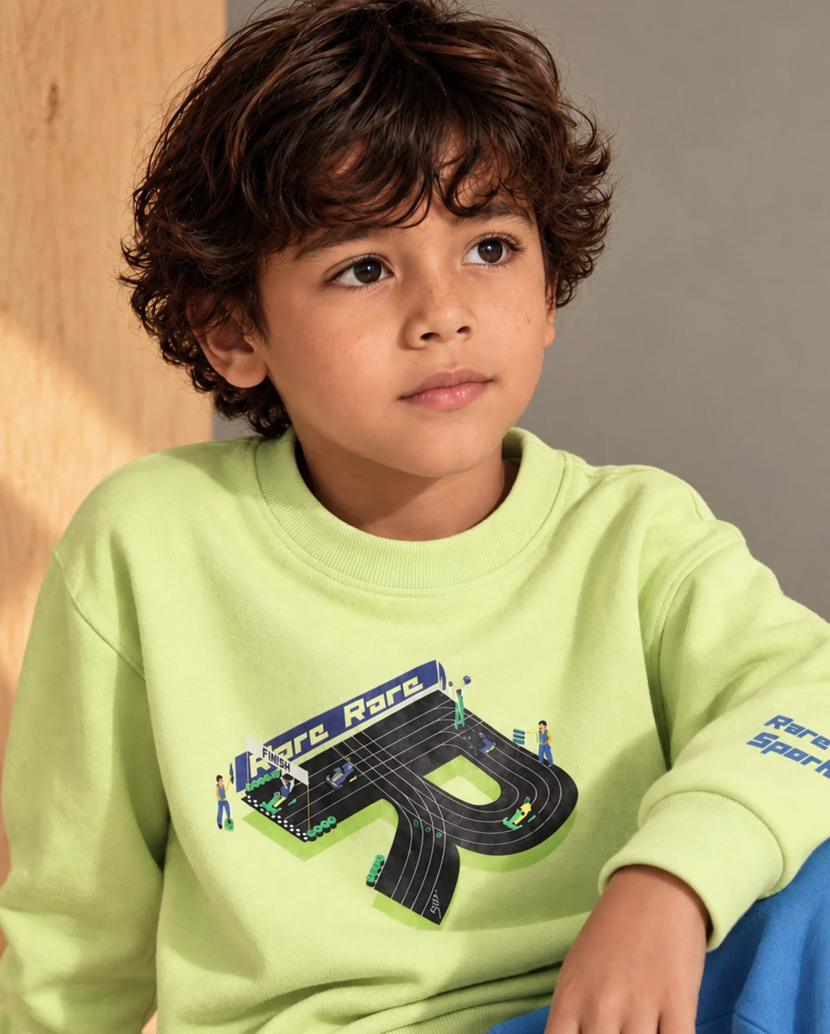 Rare Ones Boys Raco Cotton Blend Sweatshirt - Green
