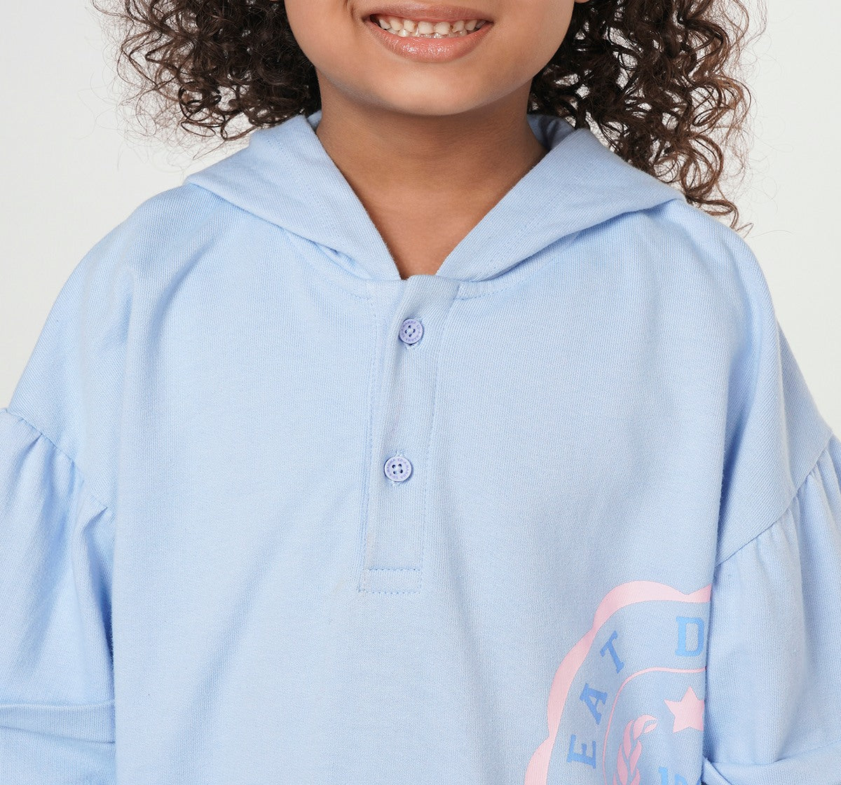 Rib Dress with Hooded Sweatshirt Blue