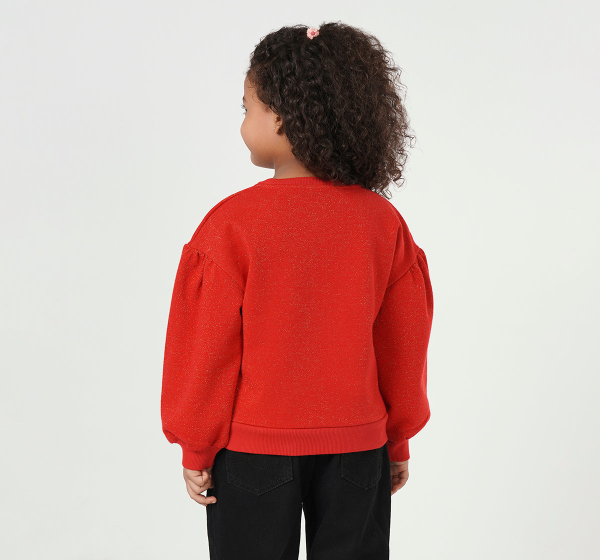Lurex Looper Sweatshirt with Embroidery Red
