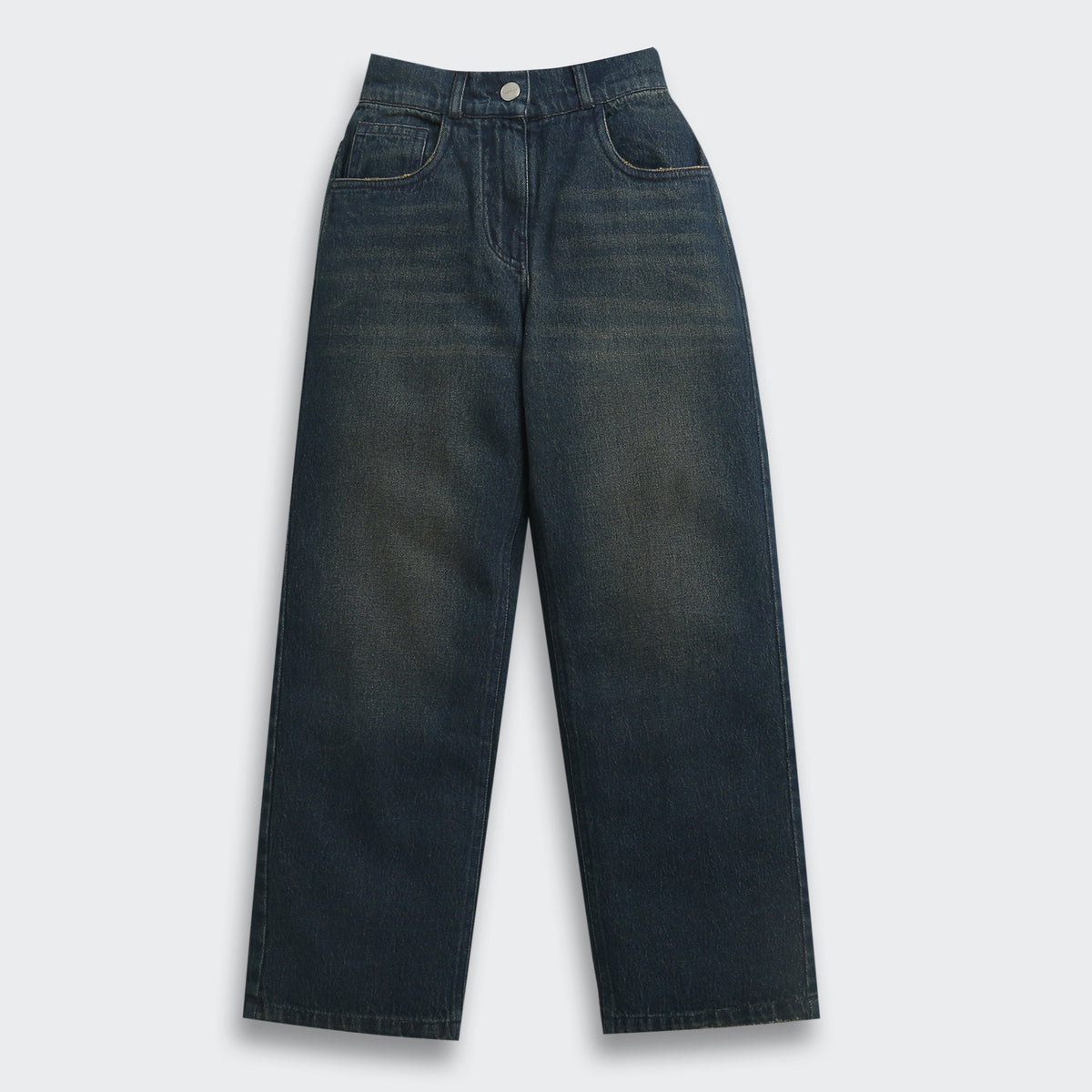 Girls Khaki Denim Straight Fit Jeans