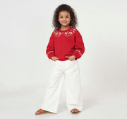 Sweatshirt with Mock Collar Emb Burgundy