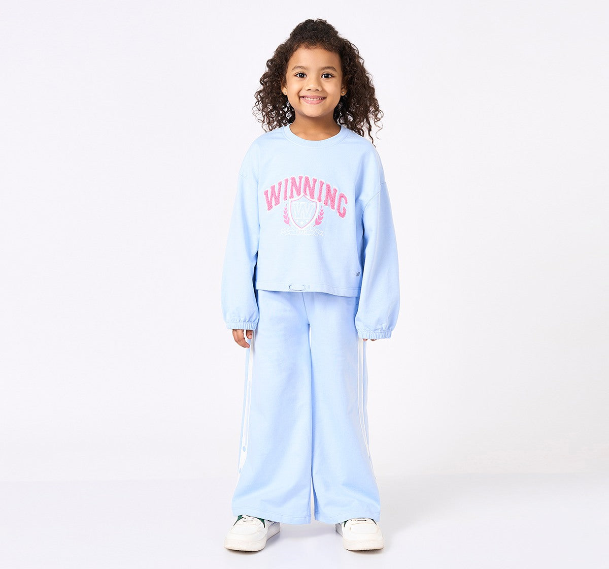 T Shirt with Wide Leg Bottom Set Blue