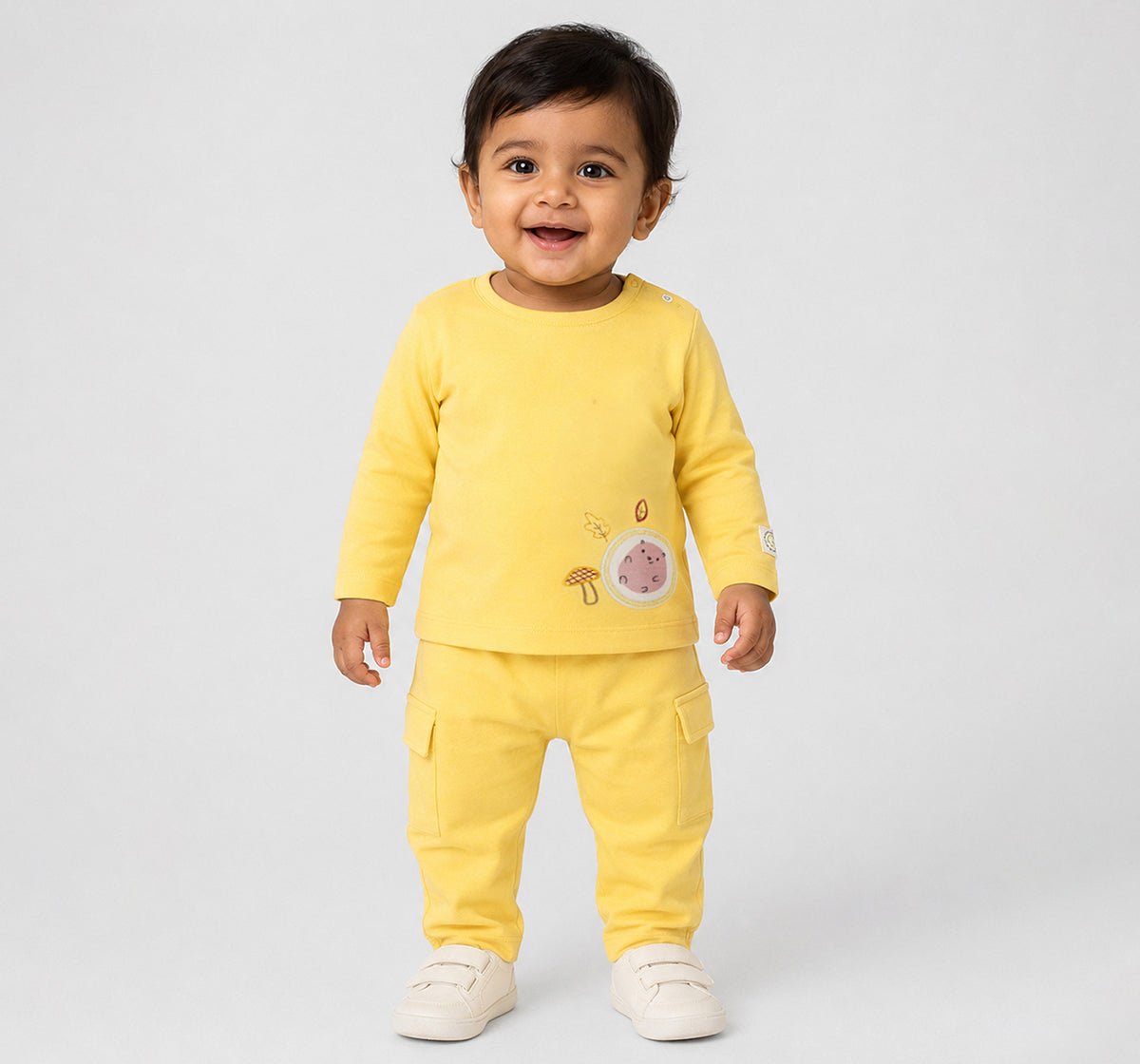 T-Shirt with Applique & Bottoms Set Yellow