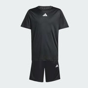 Boys Black Striped Sports Set Relaxed Fit