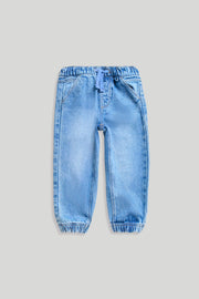 Boys Blue Cotton Jogger Fit Casual Denim Jeans
