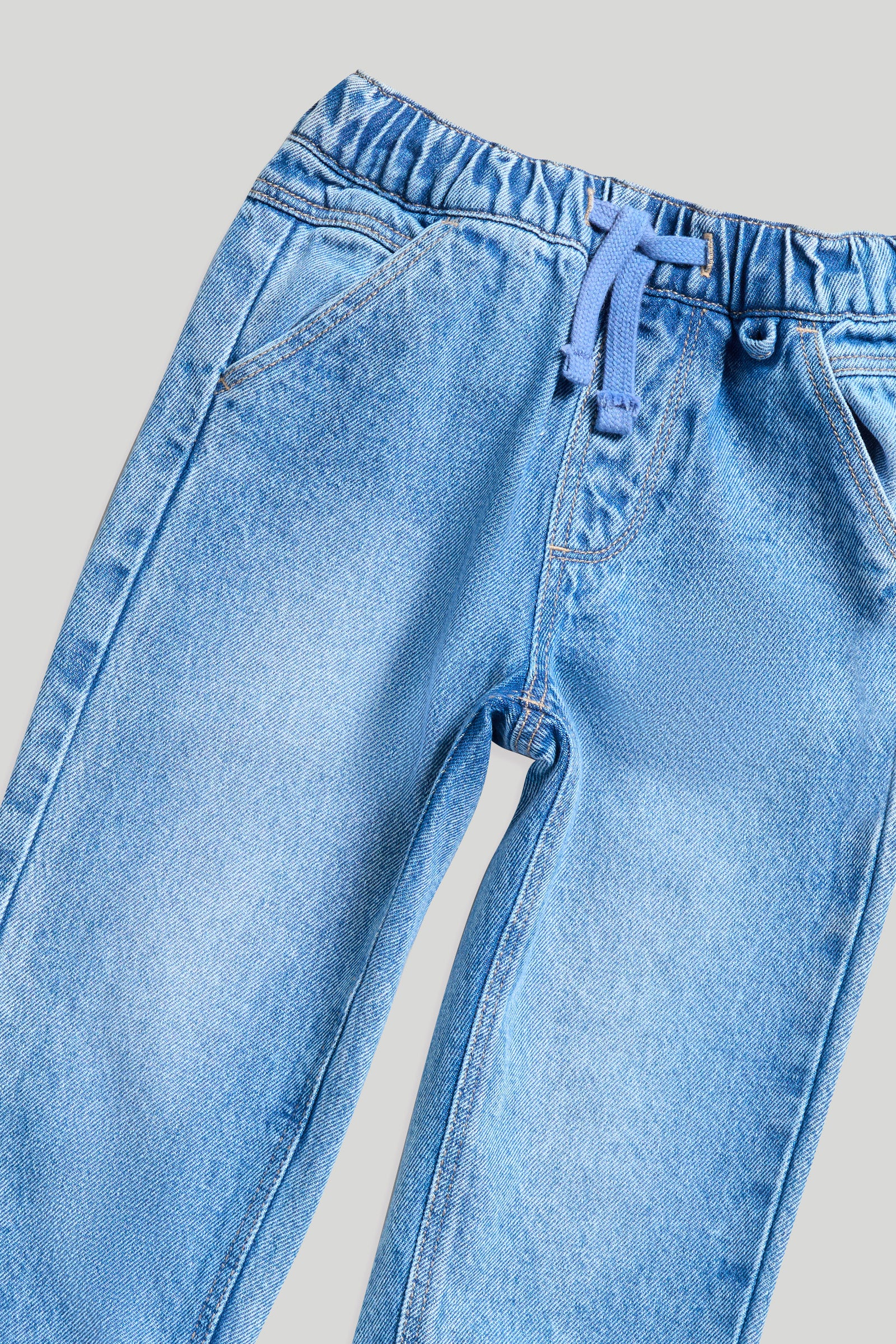 Boys Blue Cotton Jogger Fit Casual Denim Jeans