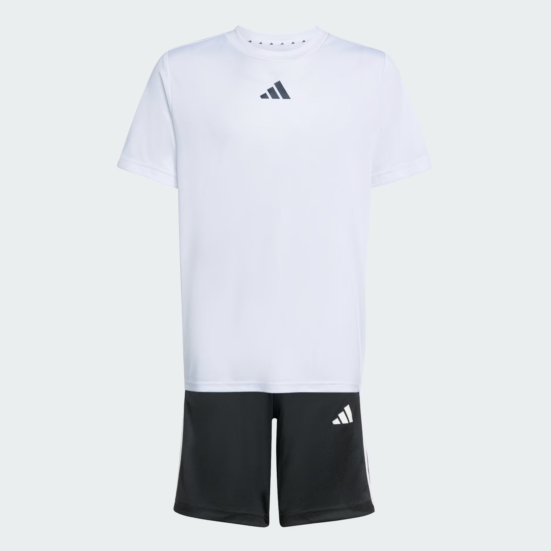 Boys White Striped Sports Set Relaxed Fit