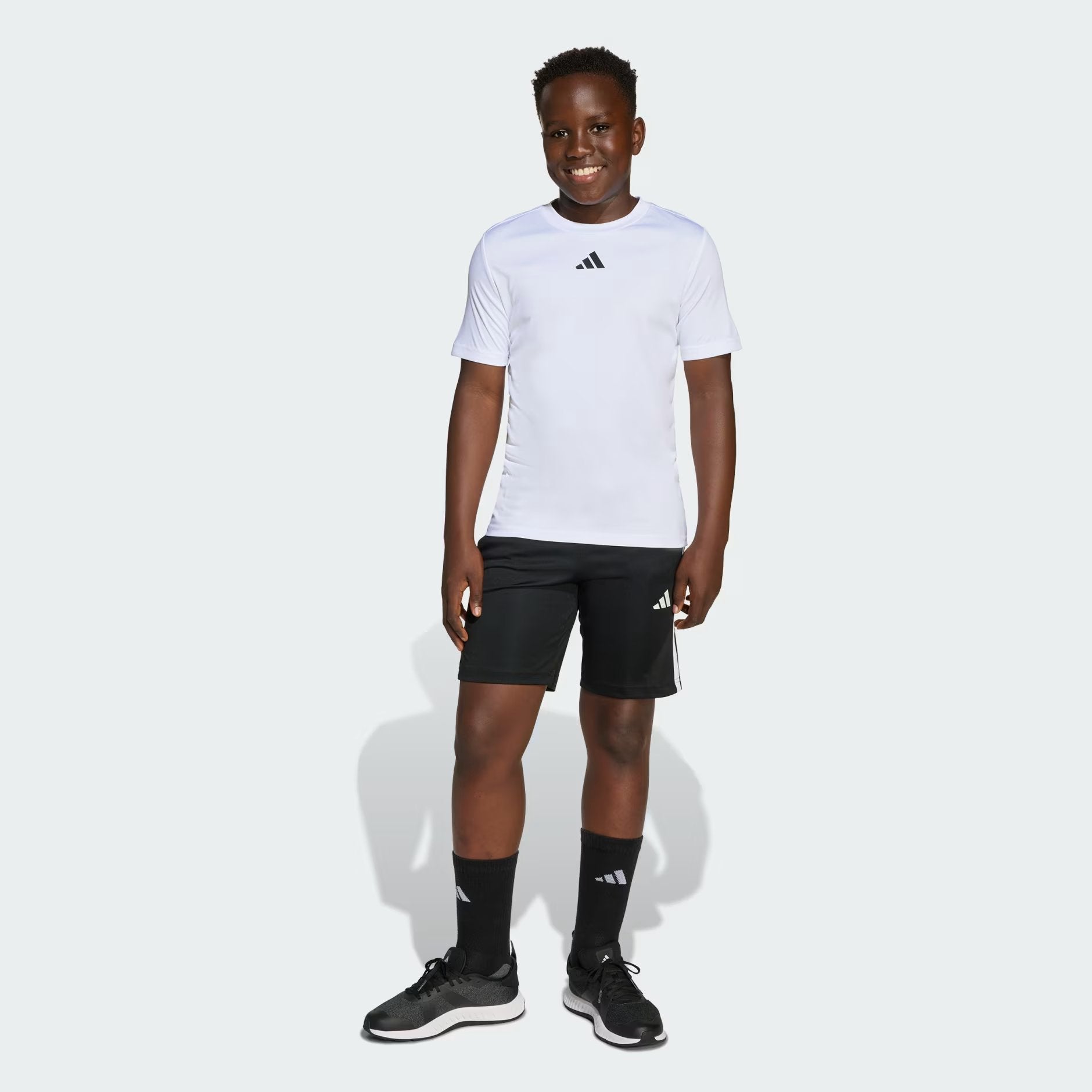 Boys White Striped Sports Set Relaxed Fit