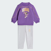 Girls Purple Minnie Print Full-Length Jogger Set