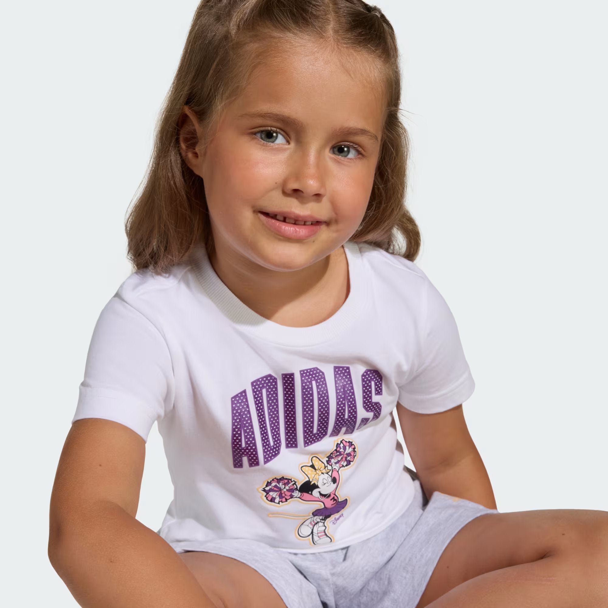 Girls White Minnie Print Cotton Relaxed Fit Set