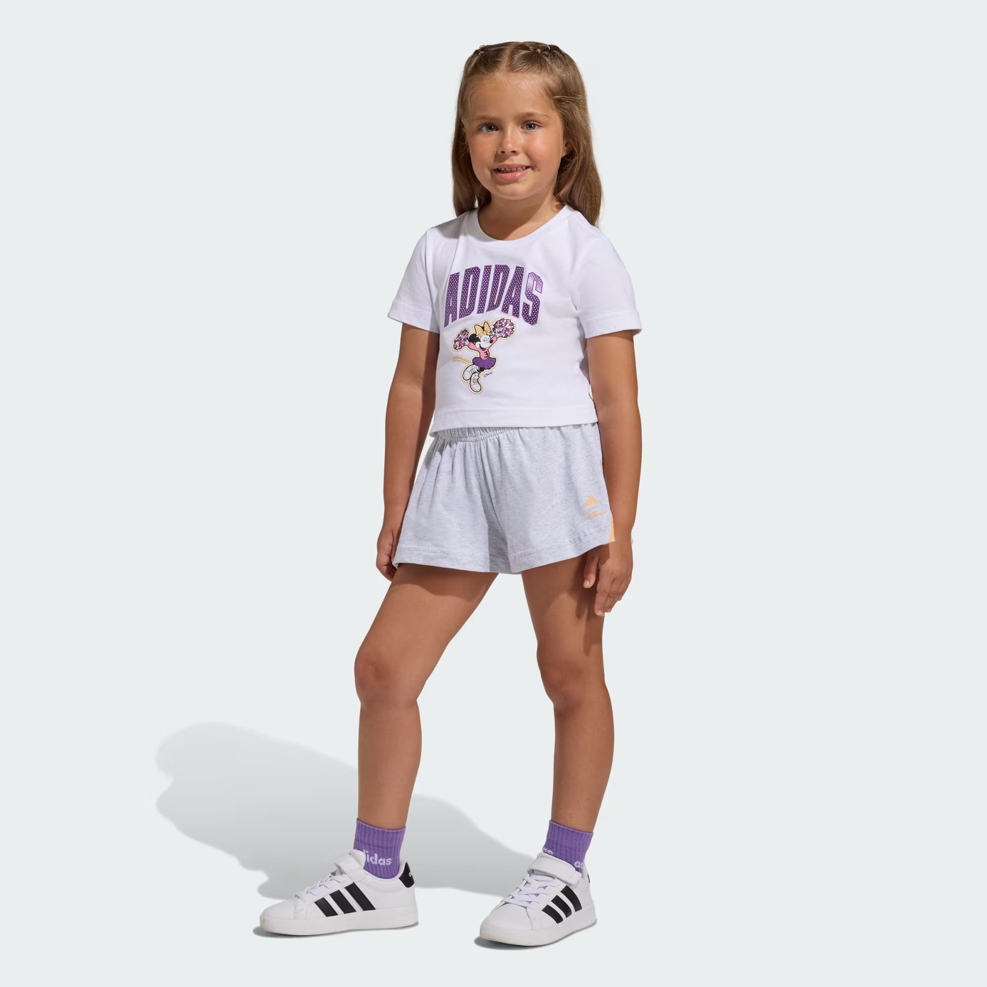 Girls White Minnie Print Cotton Relaxed Fit Set