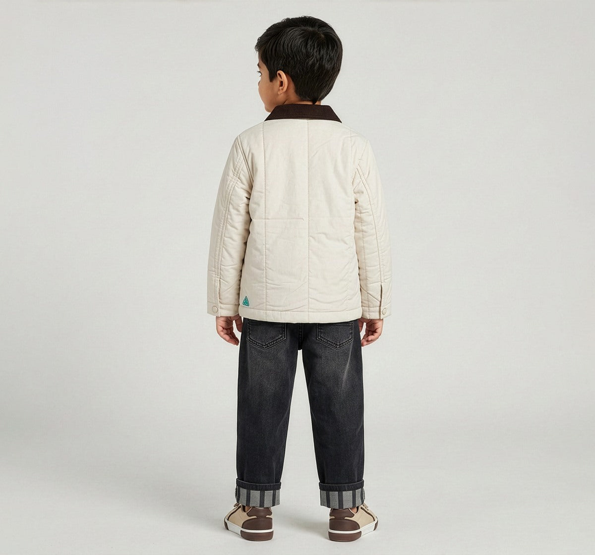 Woven Jacket with Badges Beige