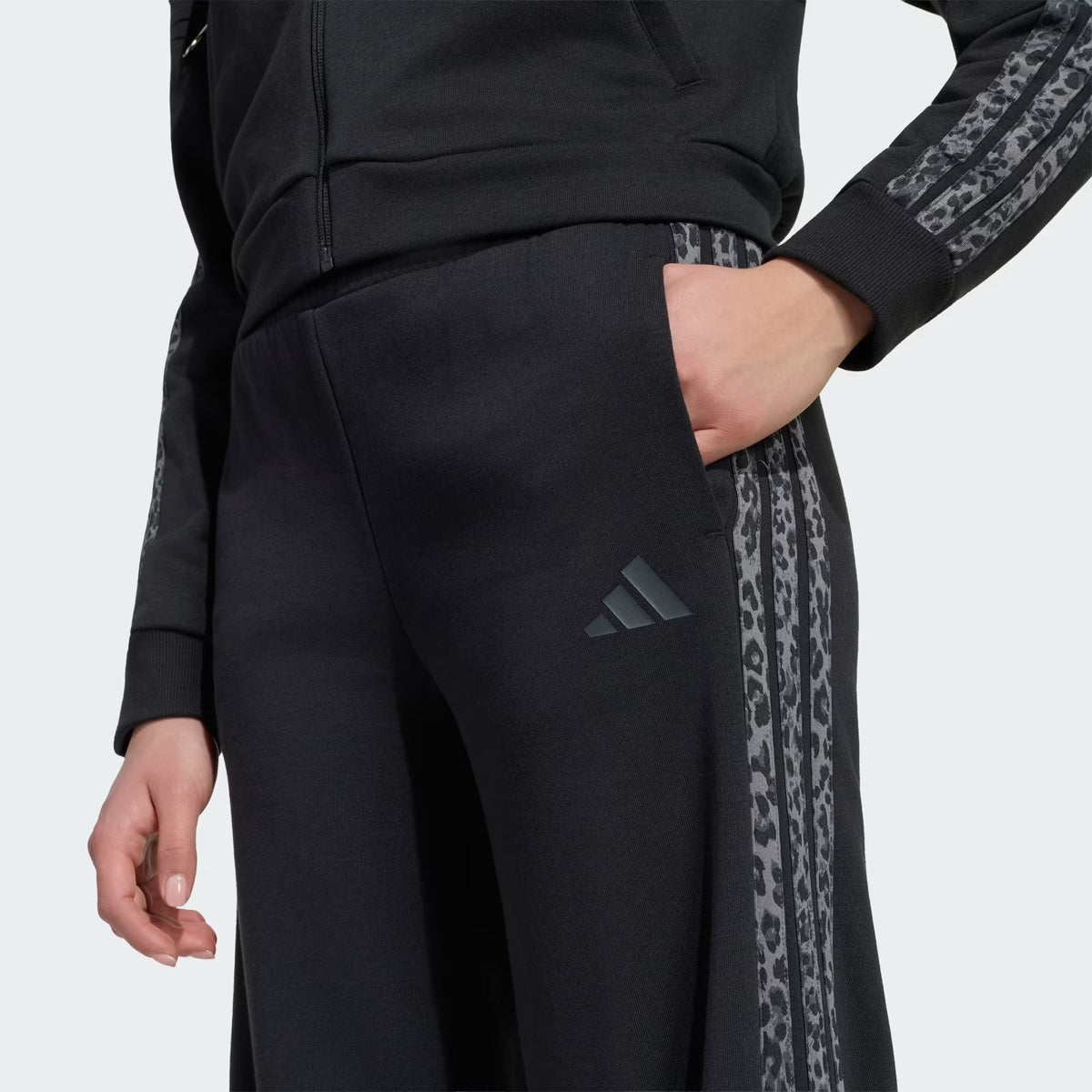 Adidas Cotton Blend Stripes Loose Fit Track Pants Black