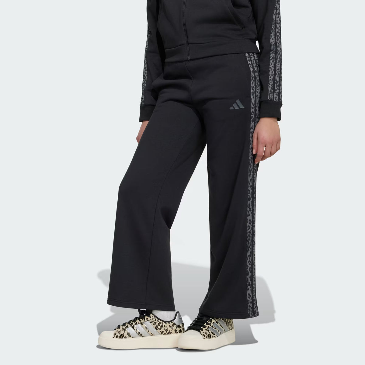Adidas Cotton Blend Stripes Loose Fit Track Pants Black