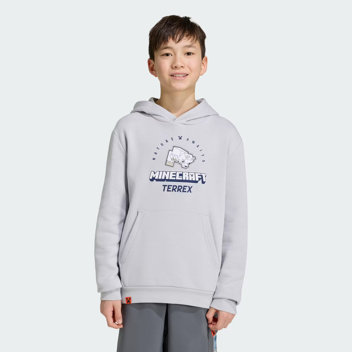 Adidas Cotton Blend Printed Hoodie Grey