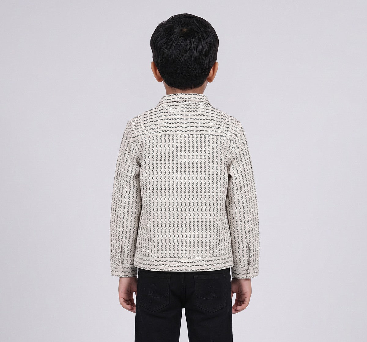 Matty Dobby Printed Jacket Black and White