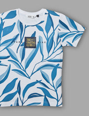 Boys Navy Cotton Stretch Printed Crew Neck T-Shirt