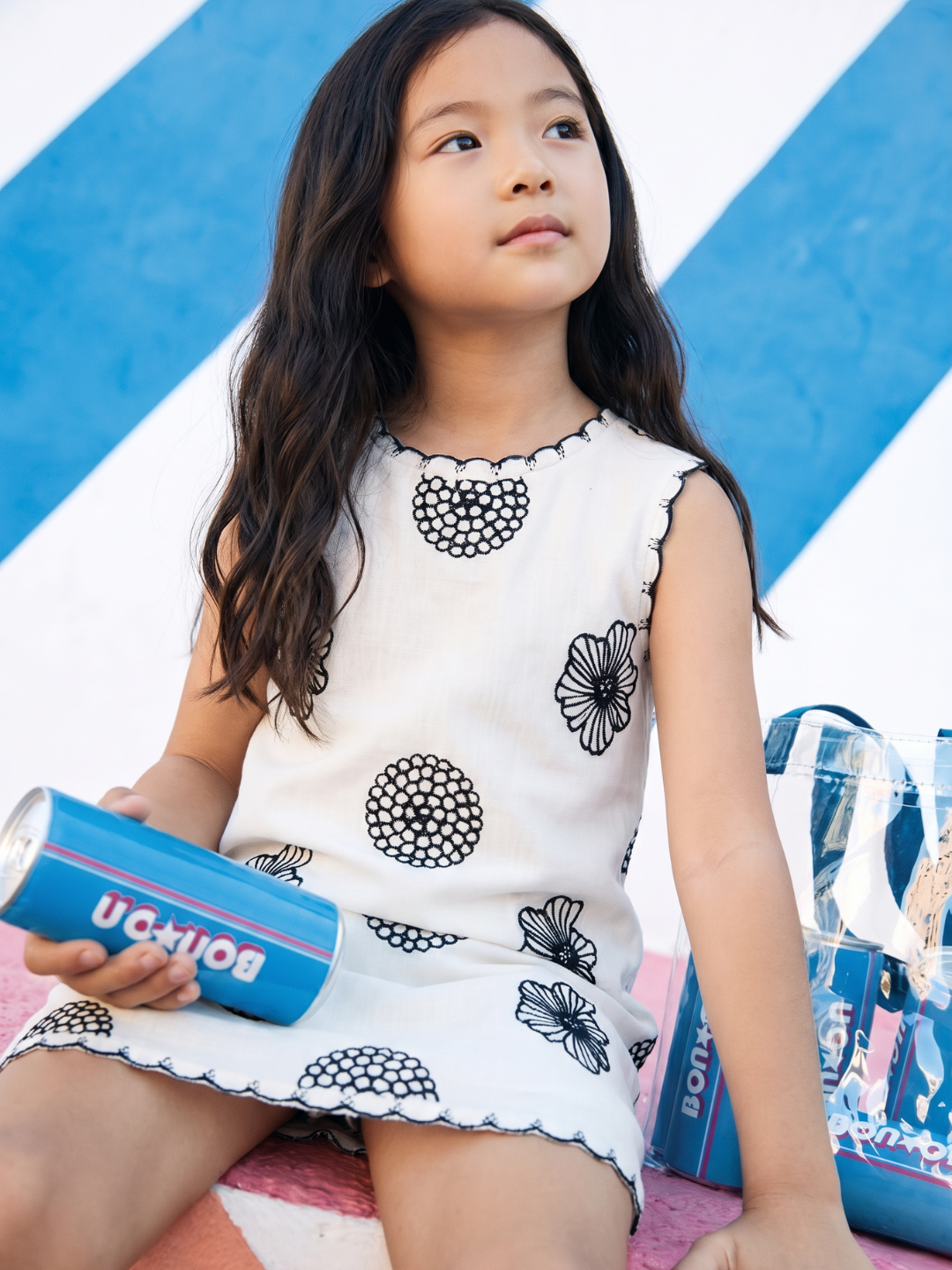 Girls Sleeveless Embroidered A-Line Woven Casual Dress