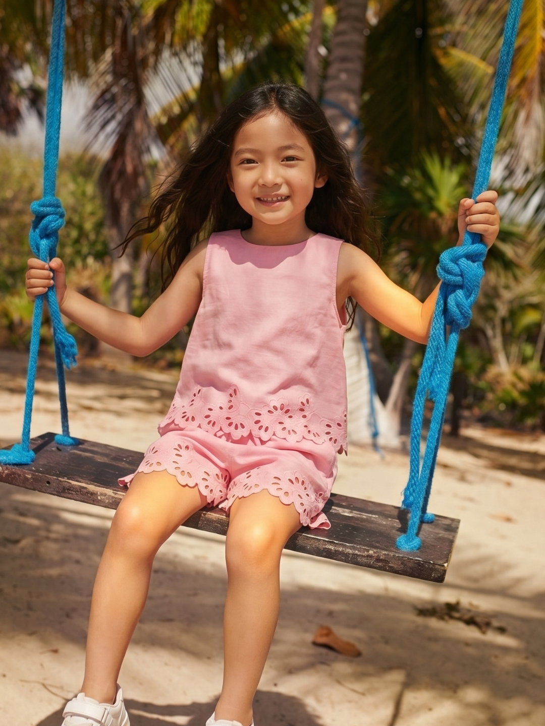 Prism Pink Cotton Square Neck Casual Top for Girls