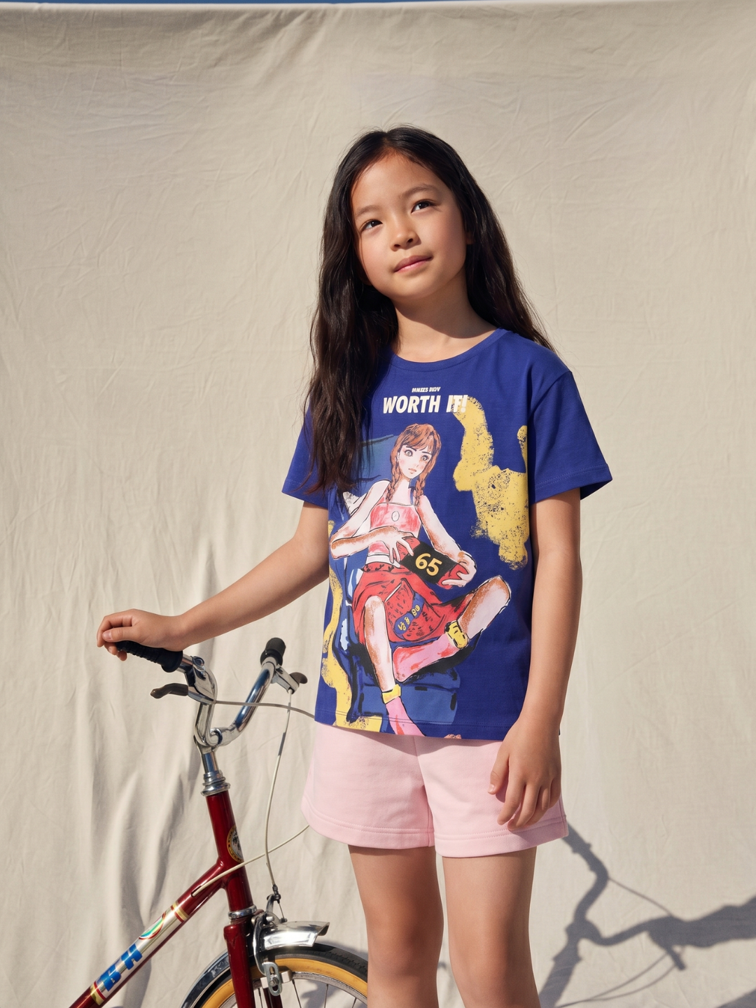 Girls Light Pink Cotton Blend Regular Fit Shorts
