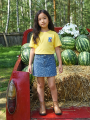 Girls Blue Printed BCI Cotton Casual Bottom