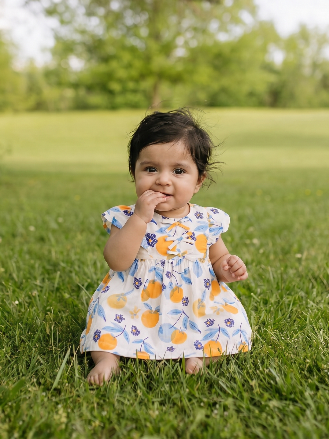 Girls Multi Floral Cotton Poplin Regular Fit Dress