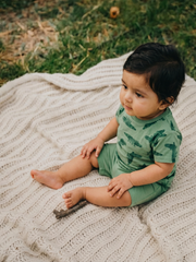 Boys Green Croc Print Cotton T-Shirt & Shorts Set