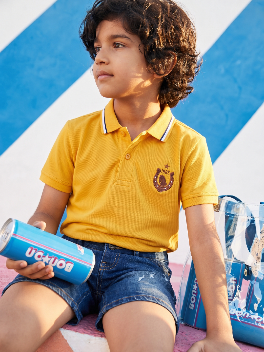 Boys Deep Brown Boxy Fit Cotton Polo