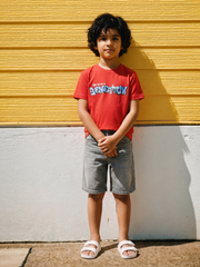 Boys Red Branding Print Cotton T-Shirt